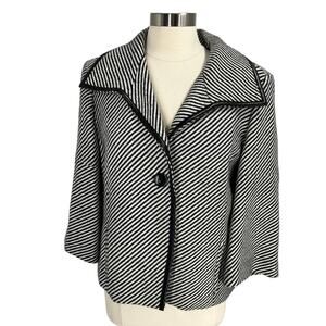 JONES NEW YORK Black & White Jacket 3/4 Sleeve SZ 16